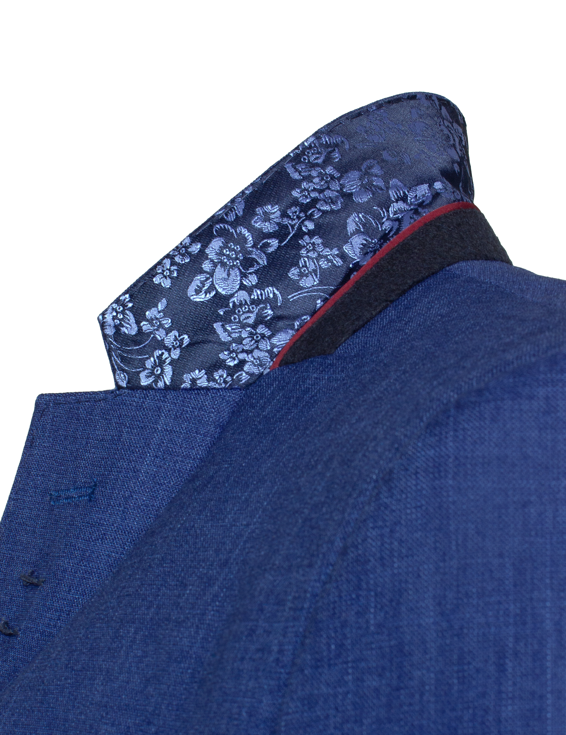 Blue Single Breasted Stretch Tailored Fit Suit Jacket