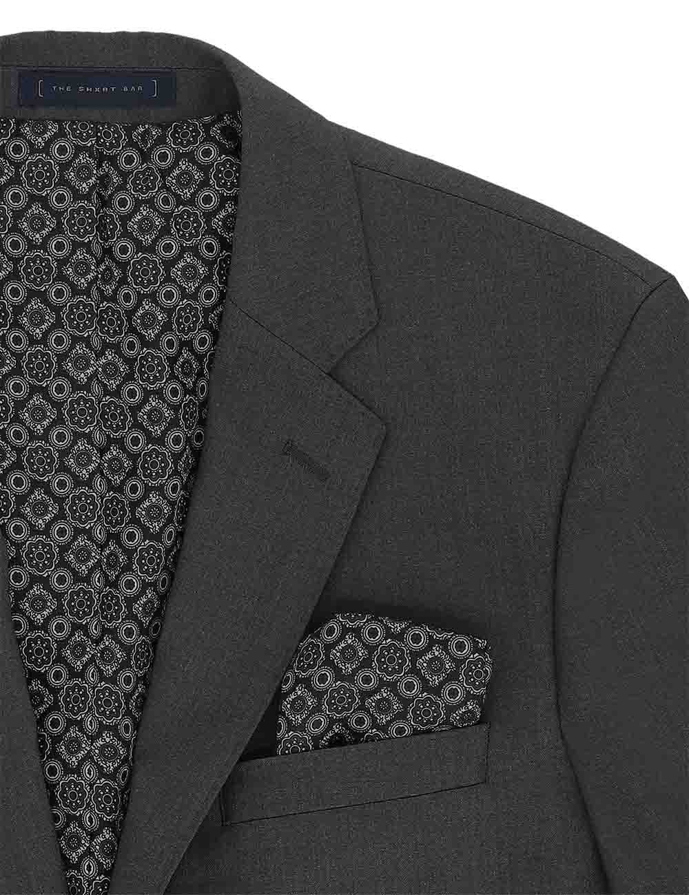 Dark Grey Twill Tailored Fit Single Breasted Suit Jacket