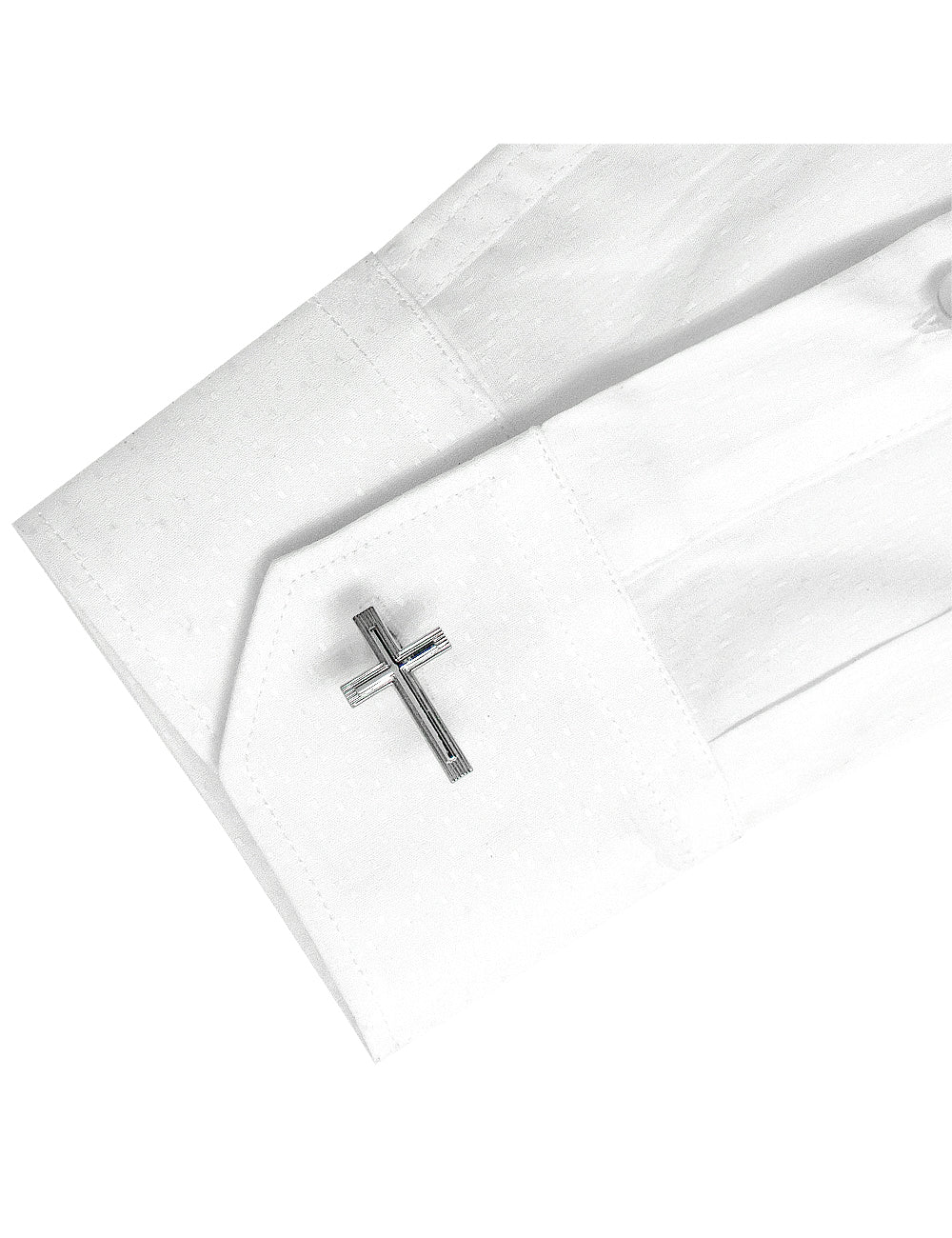 Silver Cross with Border Line Cufflink