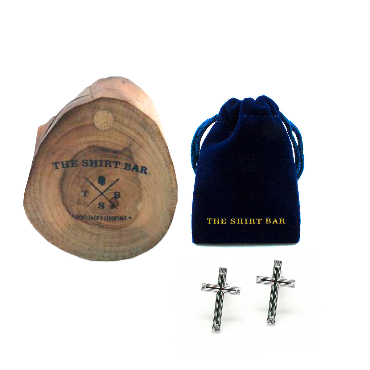 Silver Cross with Border Line Cufflink
