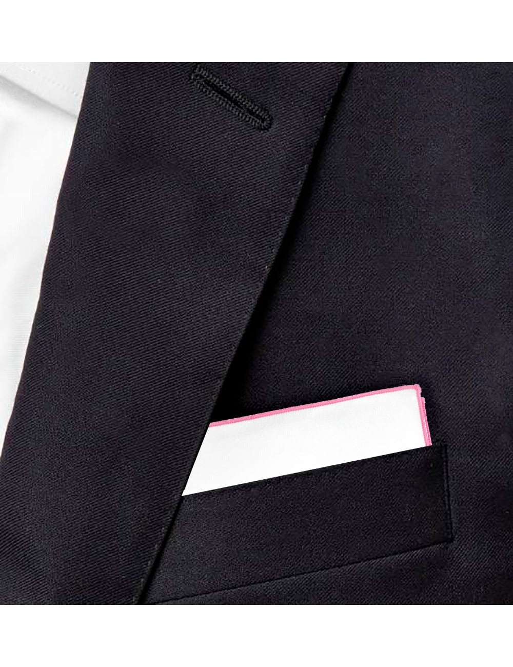 White Woven With Trim Pocket Square