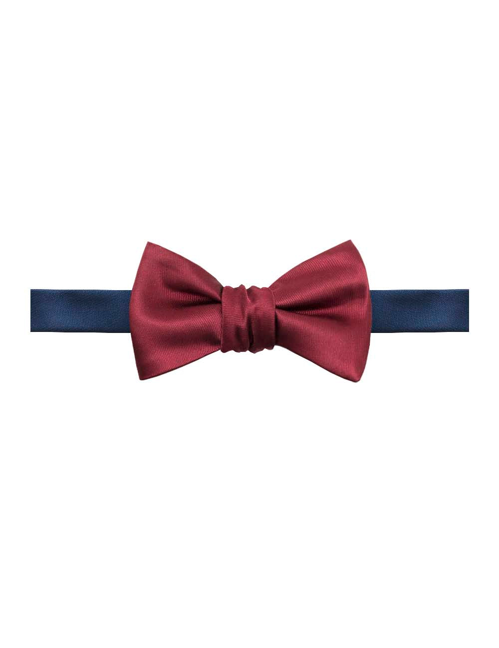 Solid Wine and Navy Reversible Woven Self Tie Bowtie