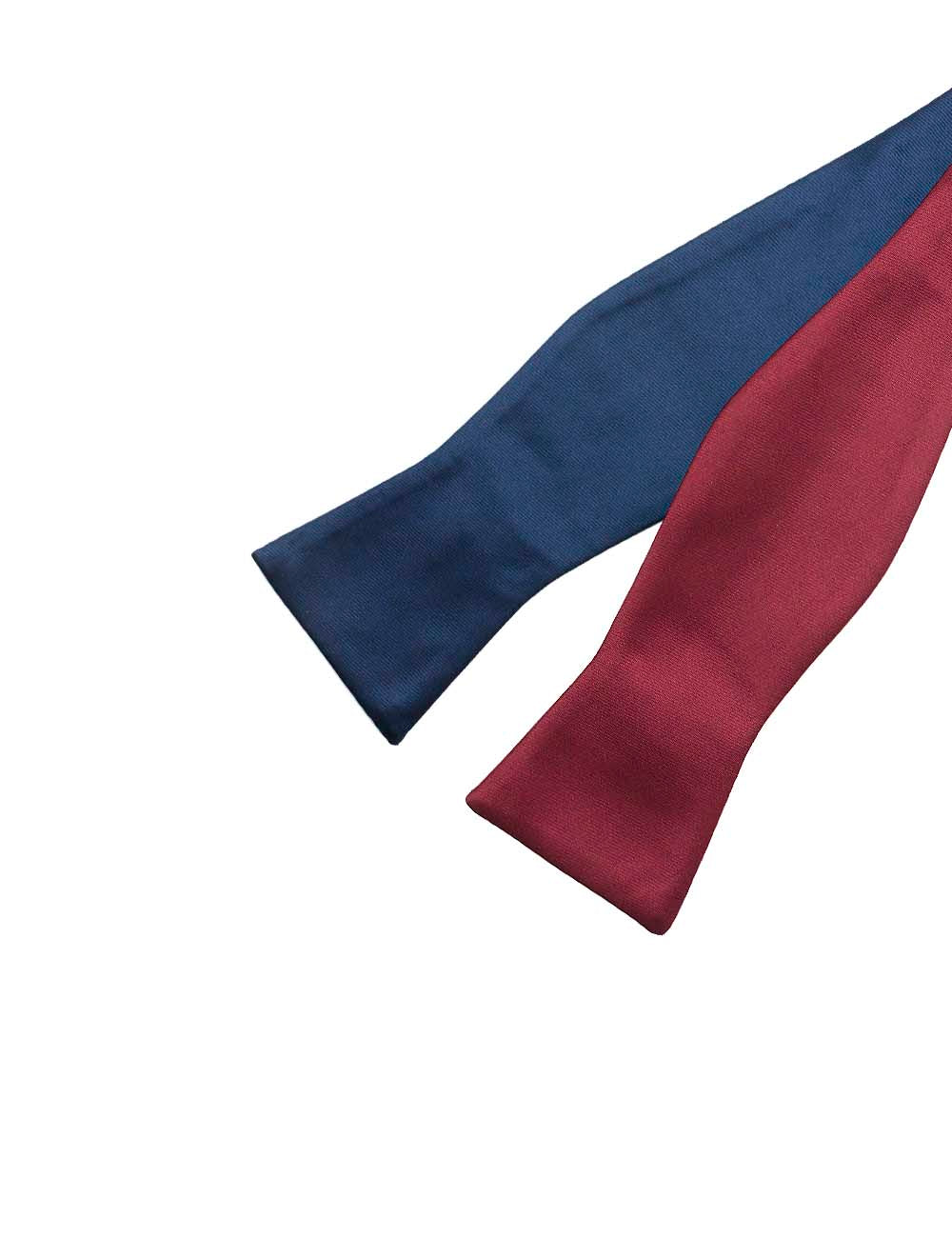 Solid Wine and Navy Reversible Woven Self Tie Bowtie