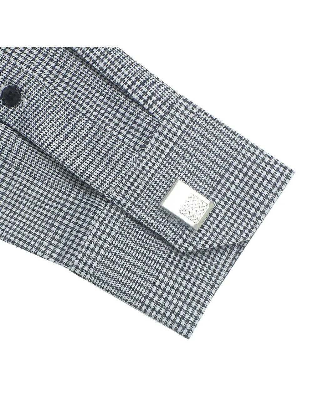 Black Checks Eco-ol Bamboo Stretch Slim / Tailored Fit Long Sleeve Shirt
