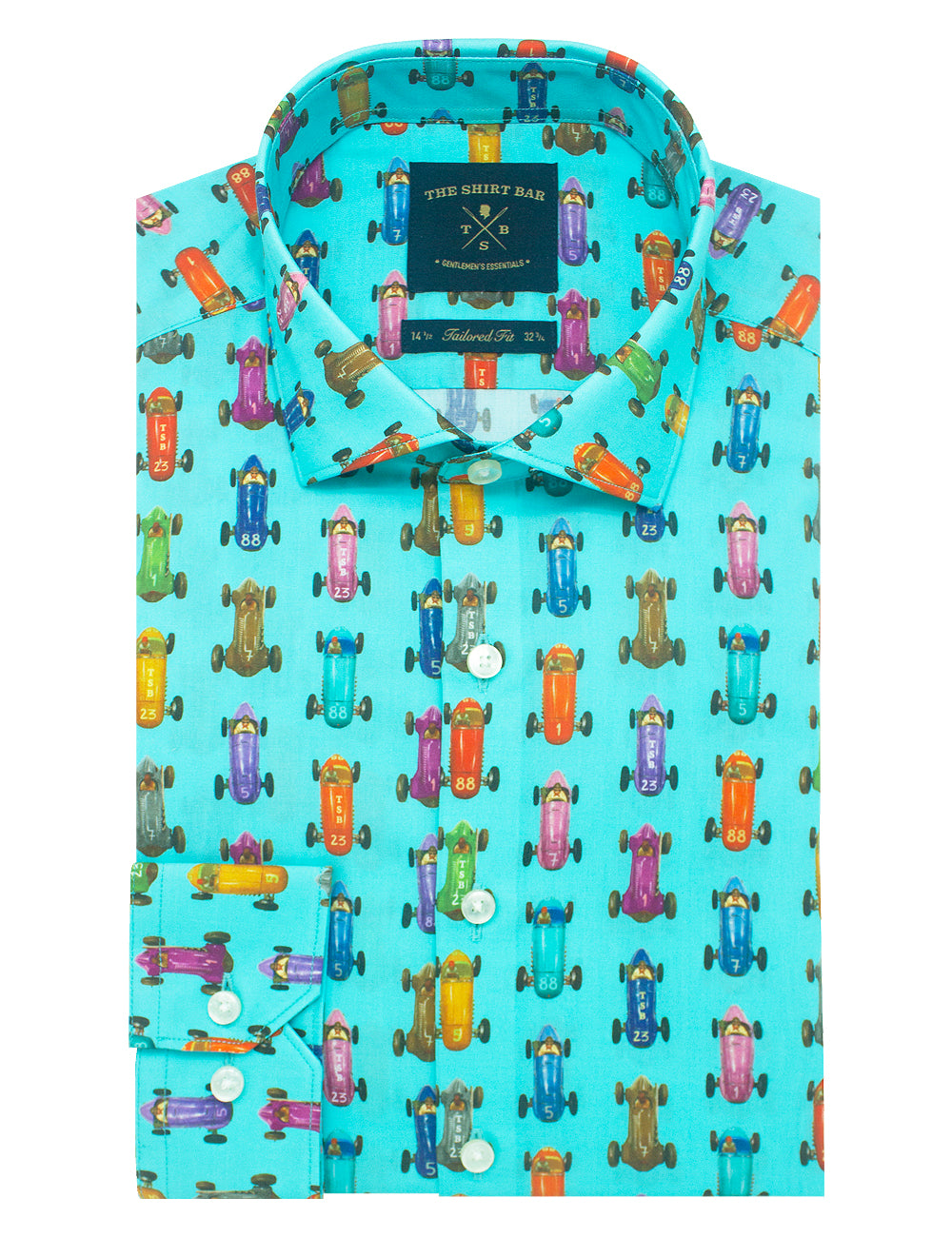Singapore Collection: F1 Race Car Italian Print Slim Fit Long Sleeve Shirt