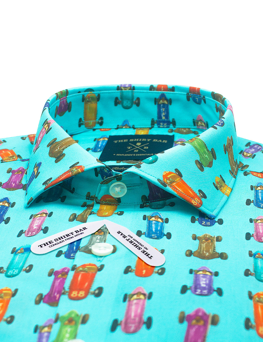 Singapore Collection: F1 Race Car Italian Print Slim Fit Long Sleeve Shirt