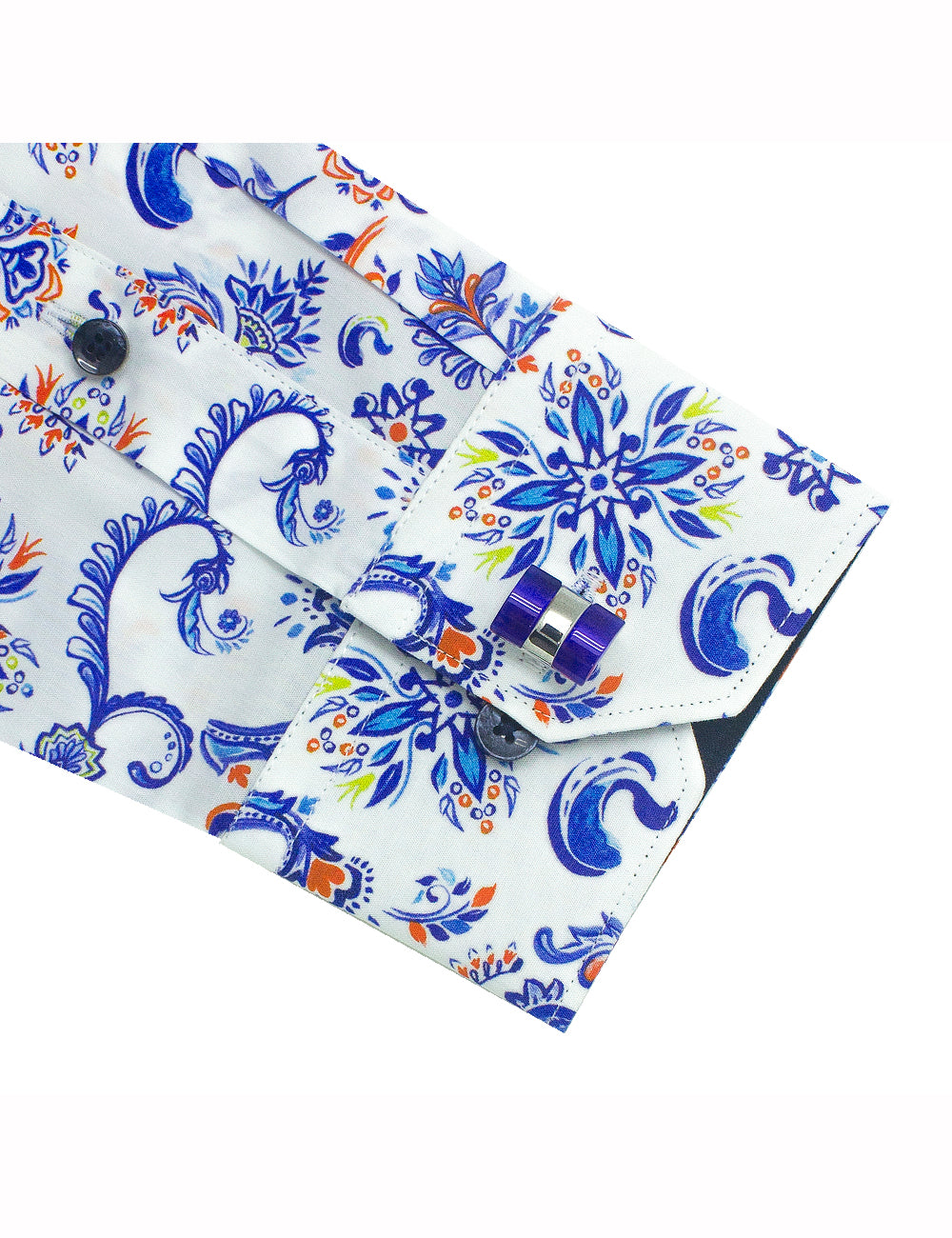 White Print Italian Fabric Silky Tailored Fit Finish