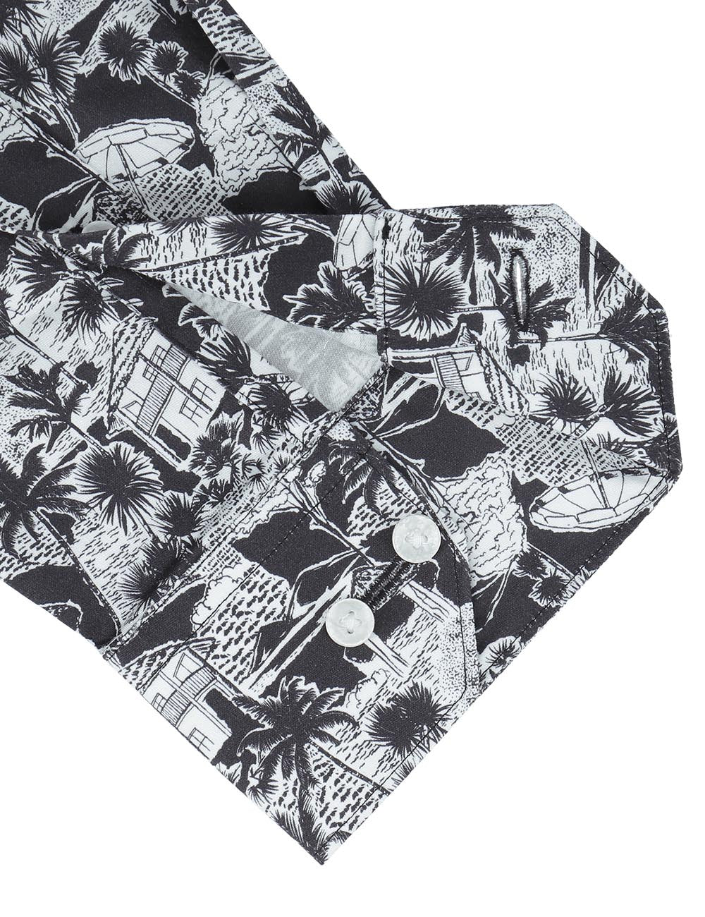 Black Holiday Print Silky Finish Slim Fit Shirt