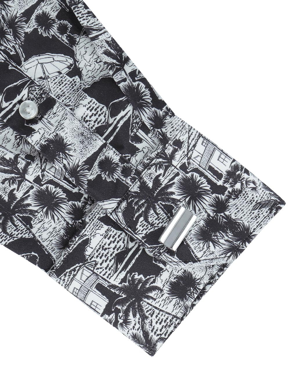 Black Holiday Print Silky Finish Slim Fit Shirt