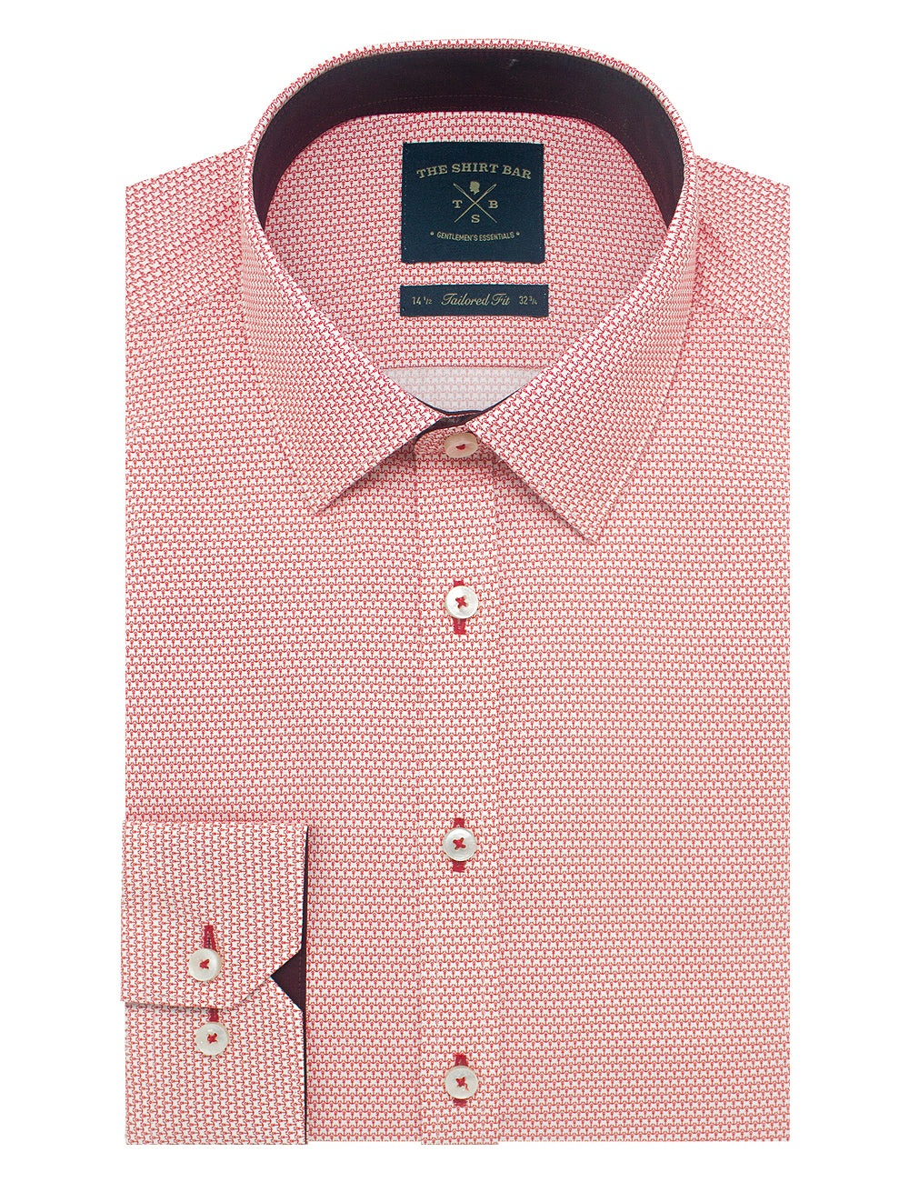 Singapore Collection: Red Anchor Print Slim Fit Long Sleeve Shirt