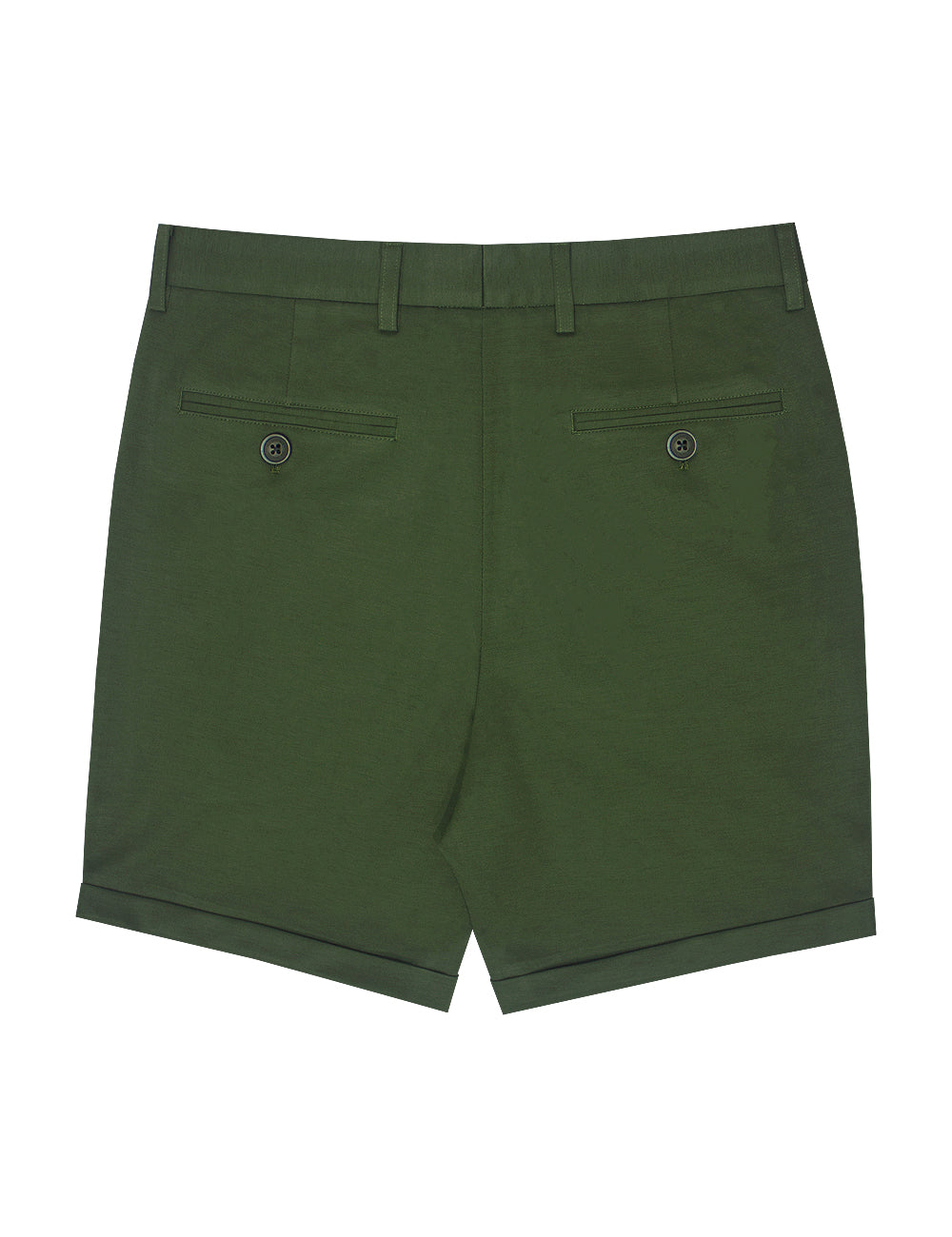 Army Green Cuffed Hem Tailored Fit Shorts