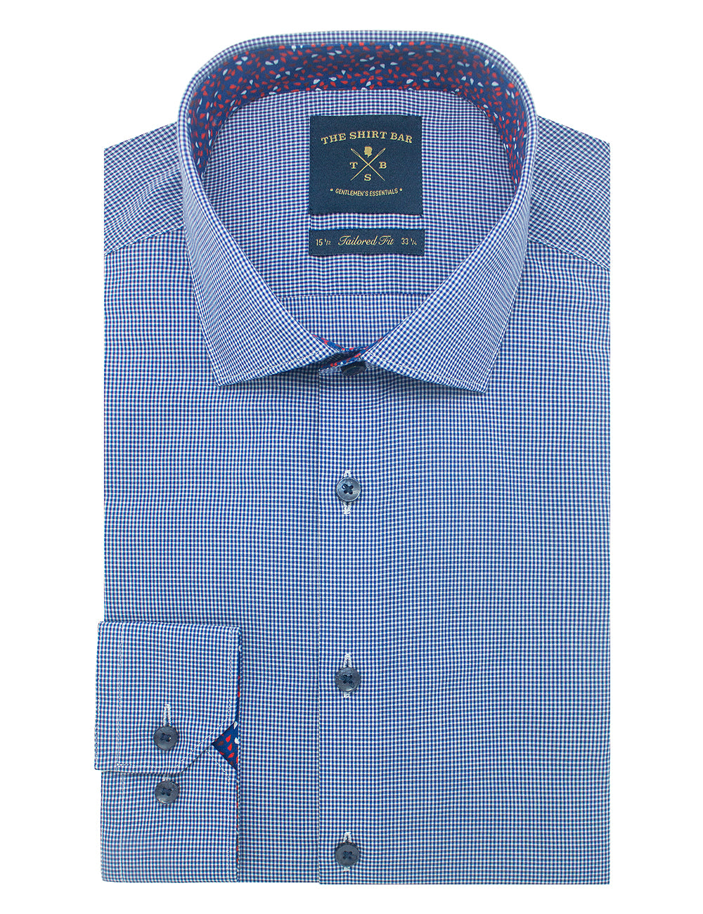 Navy Micro Check Tailored Fit Shirt — The Shirt Bar