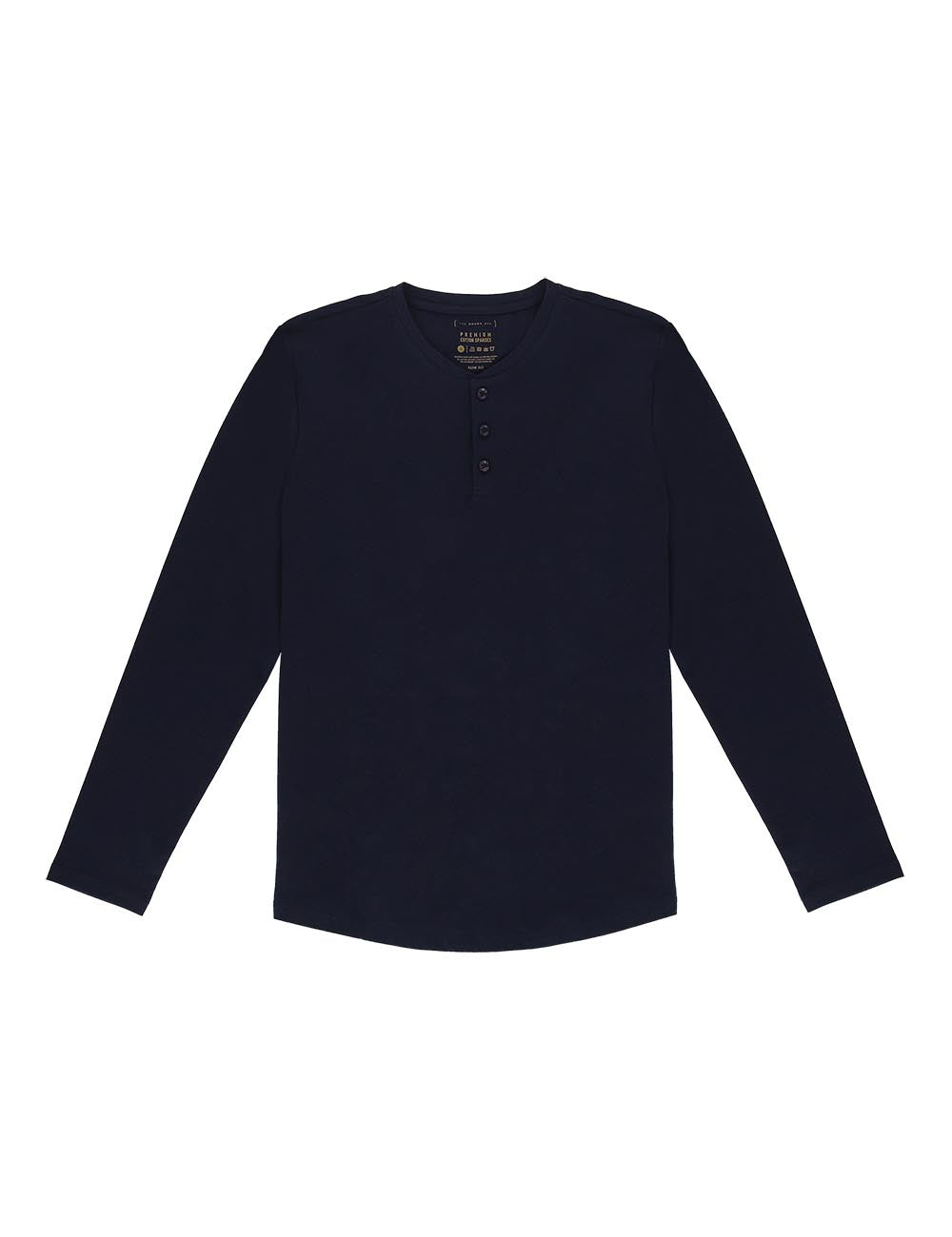 Premium Cotton Stretch Long Sleeve Henley T-Shirt