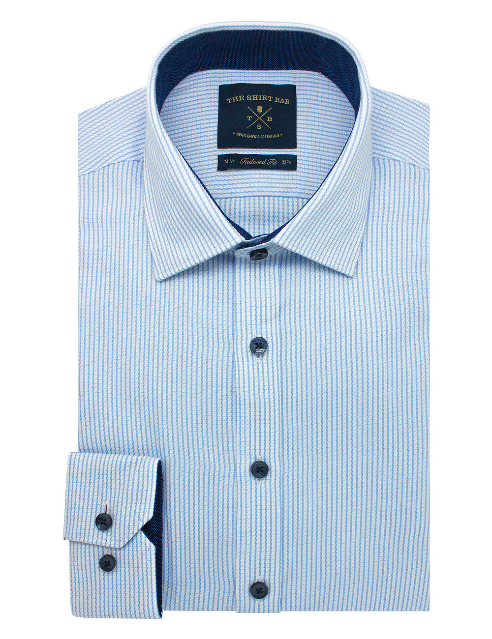 Blue Stripes Spill Resist Slim Fit Long Sleeve Shirt
