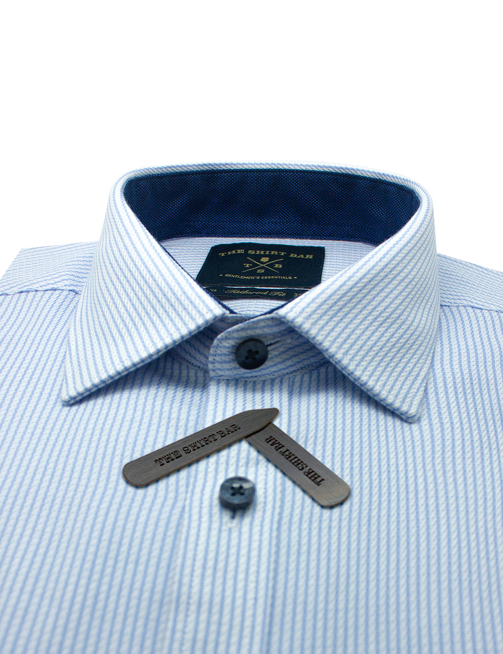Blue Stripes Spill Resist Slim Fit Long Sleeve Shirt