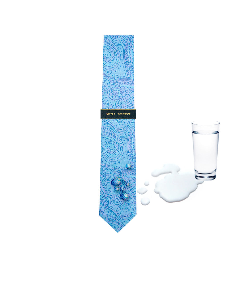 Turquoise Floral Spill Resist Woven Reversible Necktie
