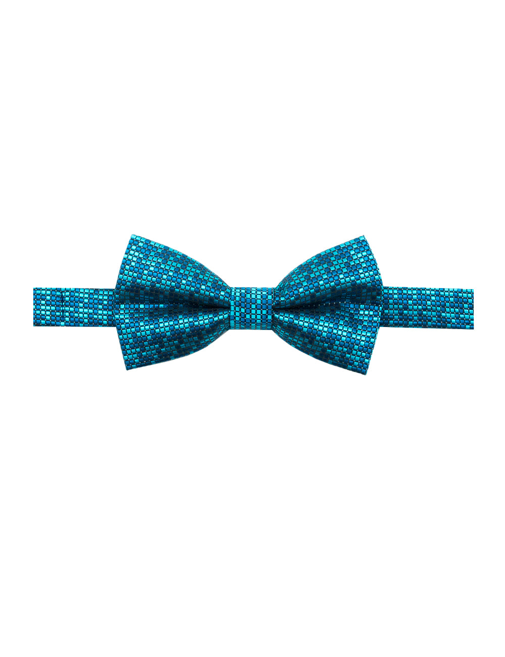 Turquoise Checks Woven Bowtie