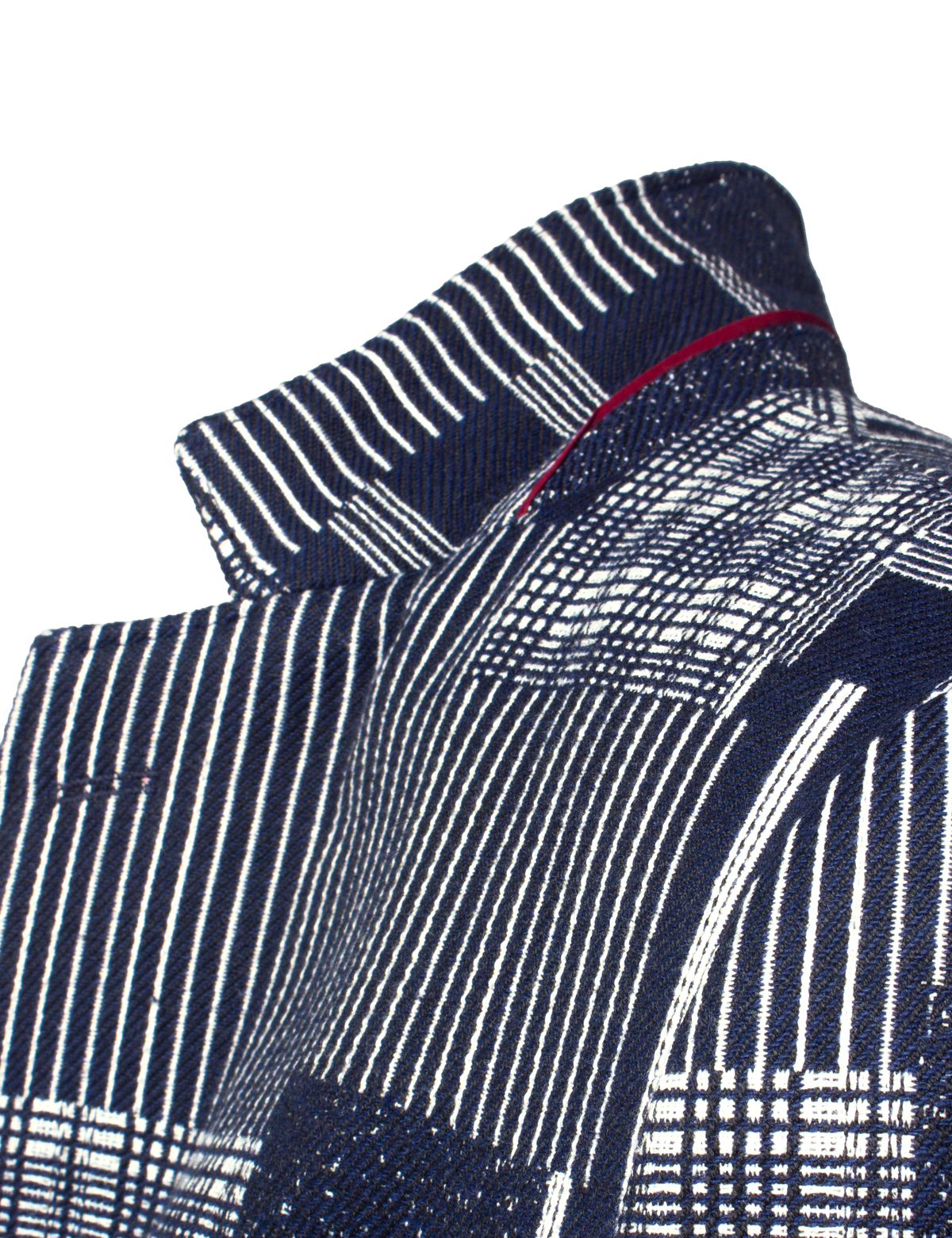 Blue & White Patchwork Single Breasted Blazer
