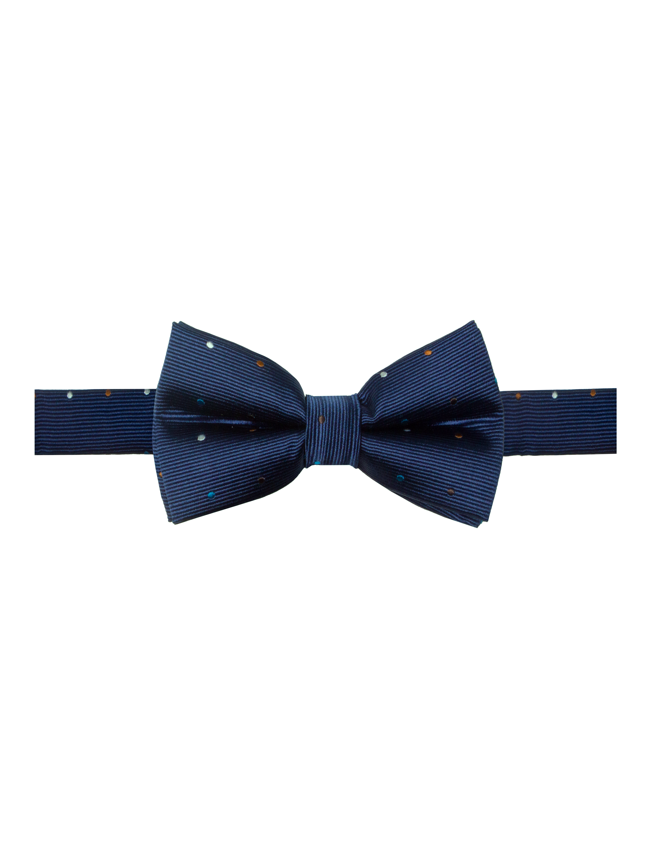 Navy Blue with Polka Dots Woven Bowtie