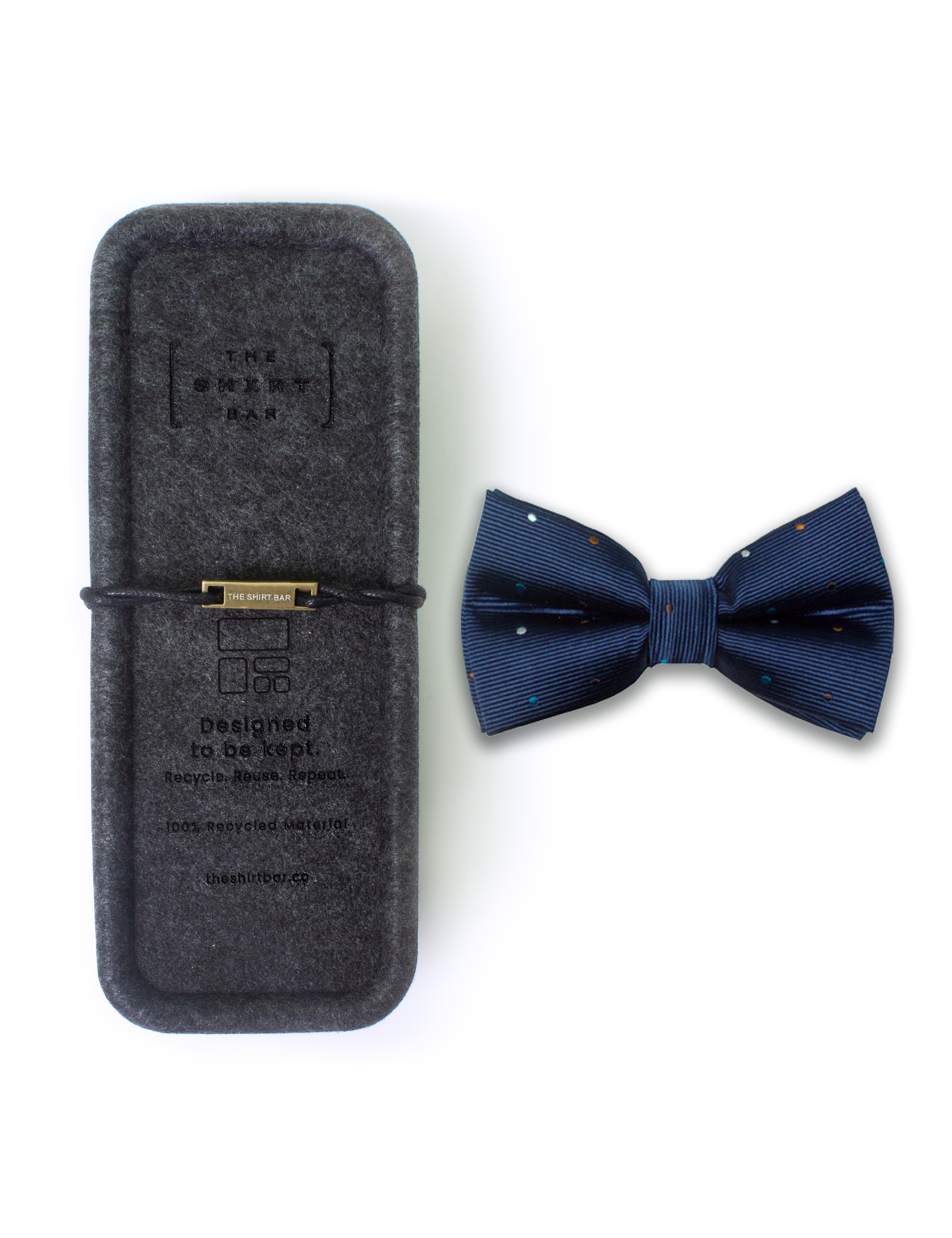 Navy Blue with Polka Dots Woven Bowtie