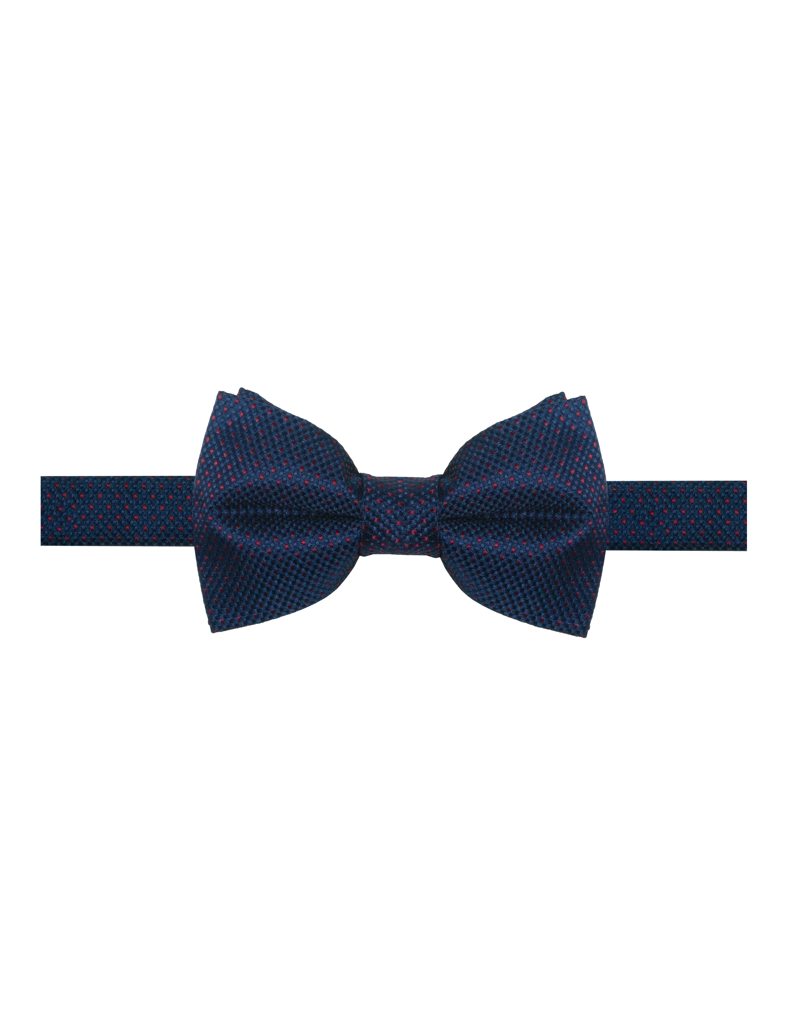 Navy Blue with Maroon Polka Dots Woven Bowtie