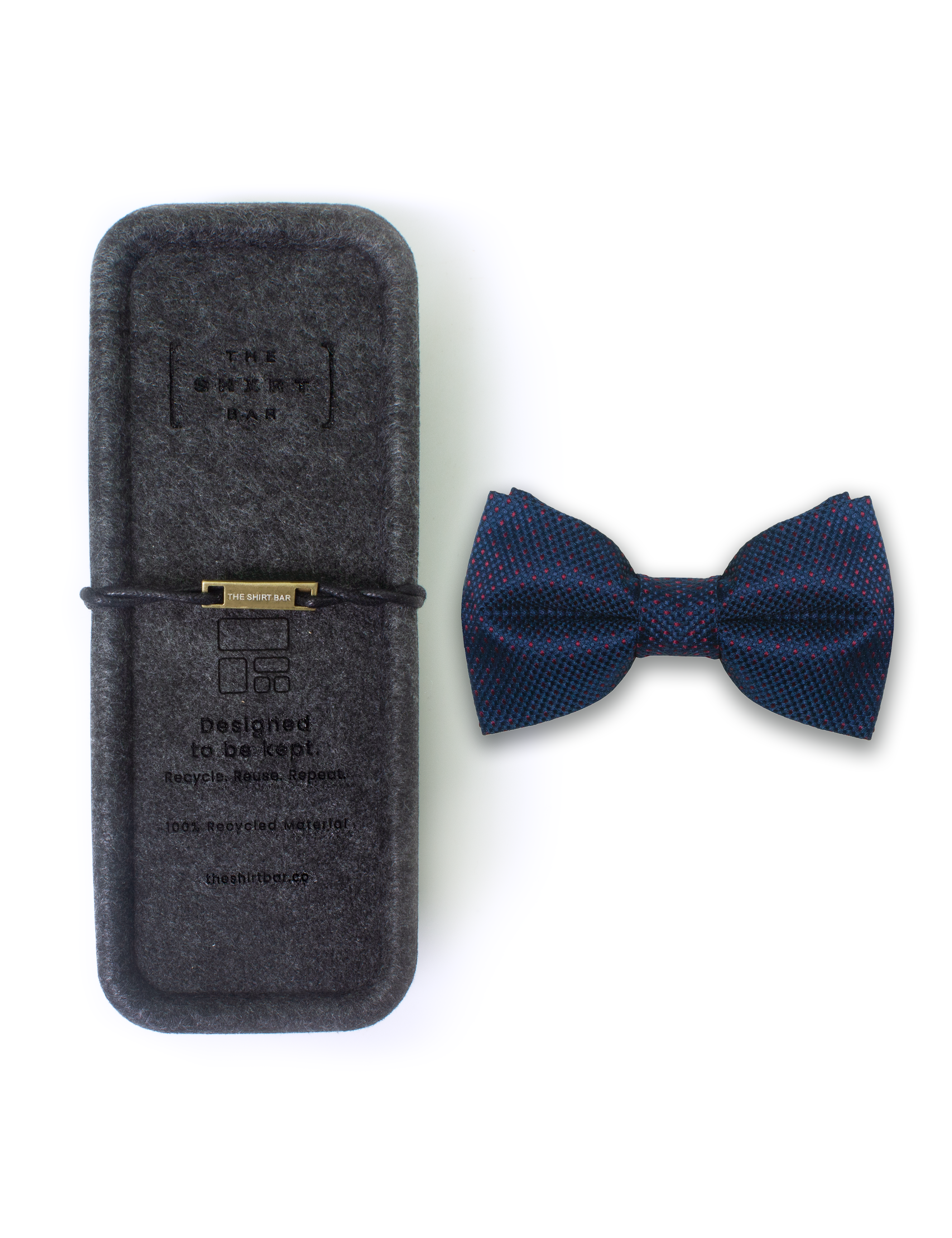 Navy Blue with Maroon Polka Dots Woven Bowtie