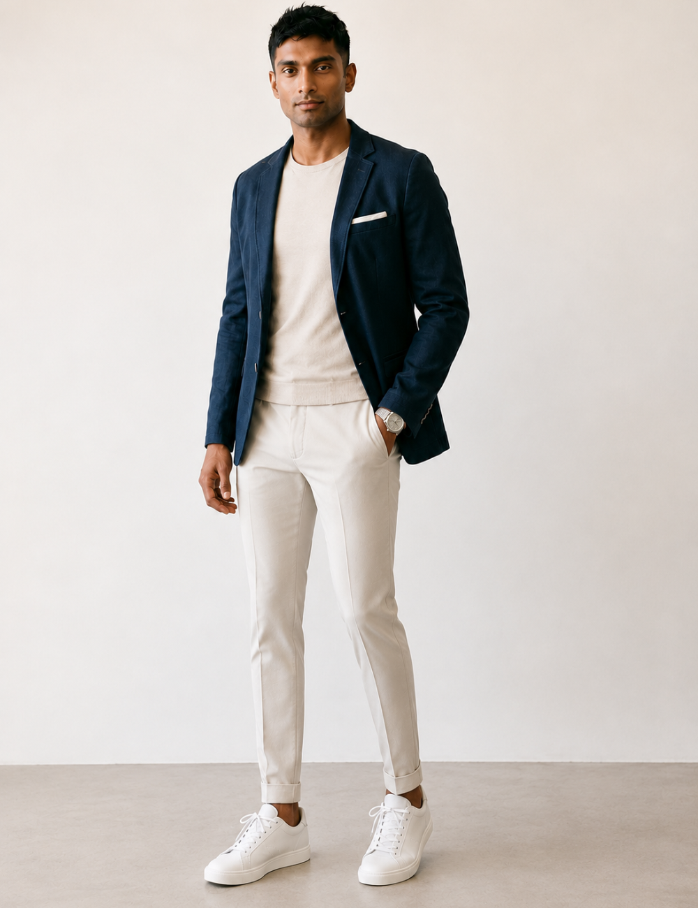 Denim Blue Single Breasted Blazer