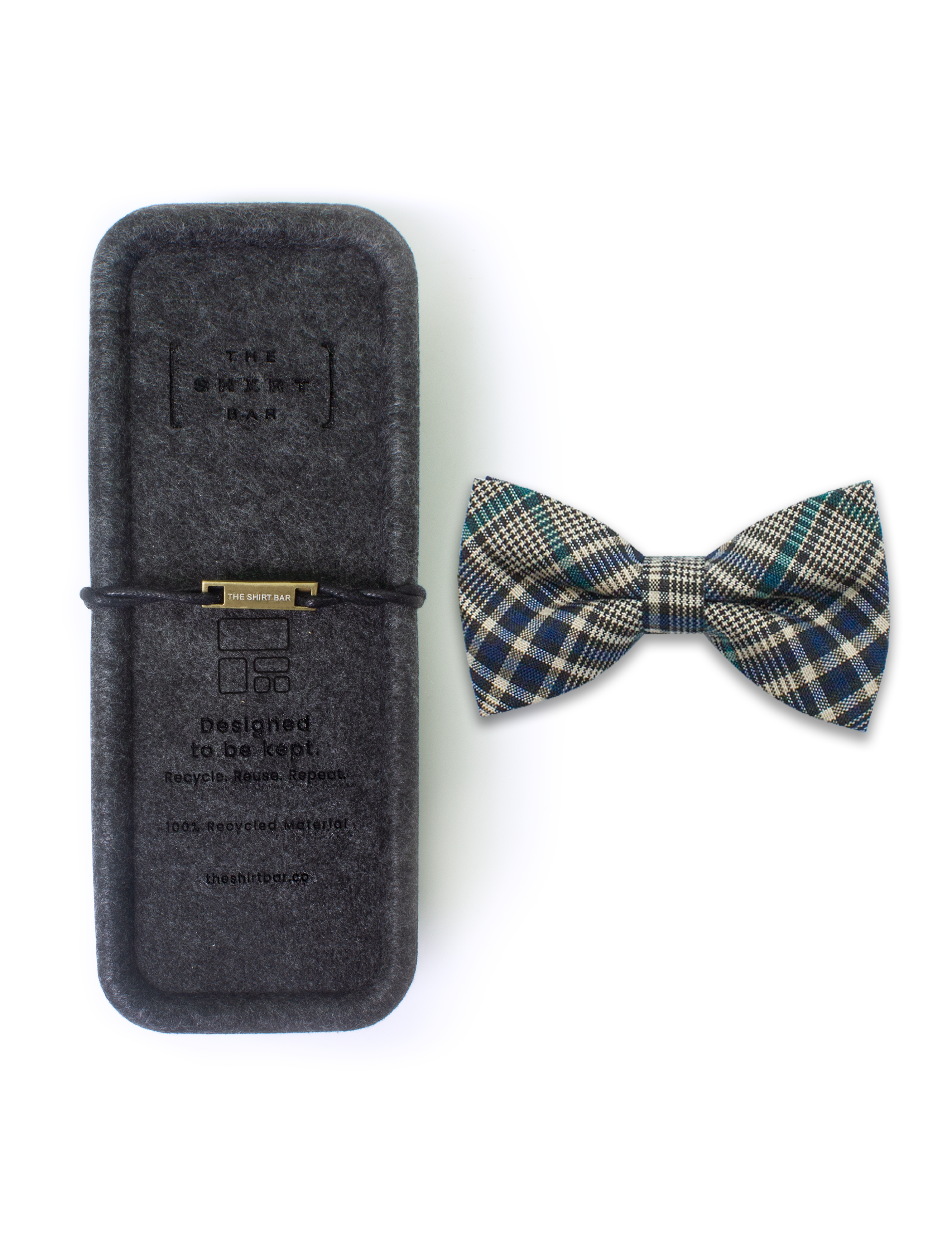 Black and Green Checks Woven Bowtie
