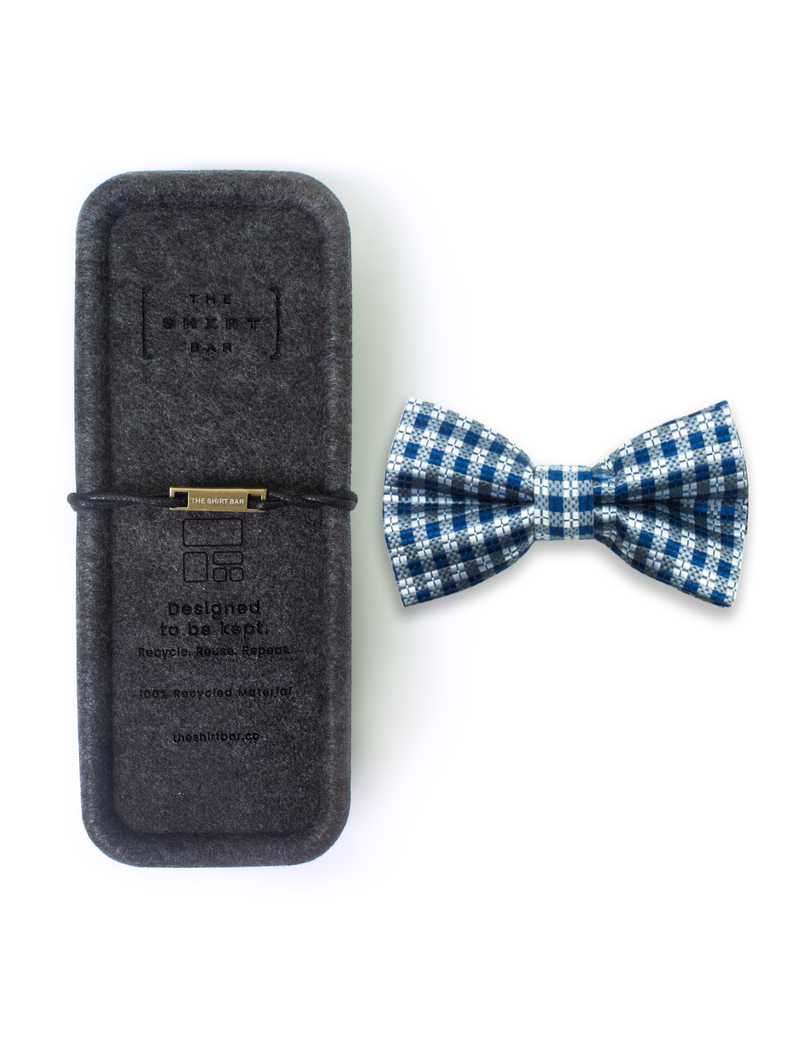 Blue and Grey Checks Woven Bowtie