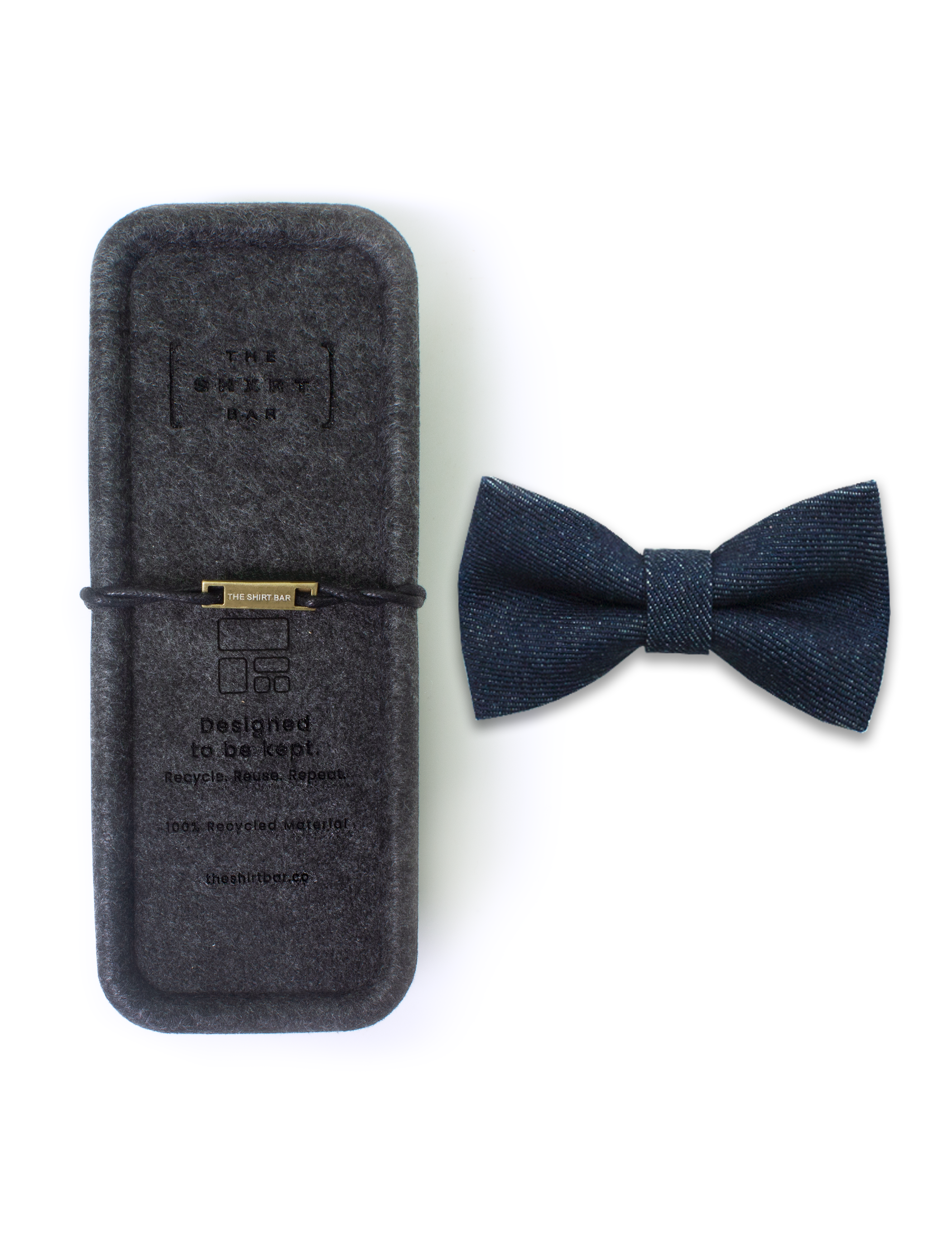 Dark Blue Denim Woven Bowtie