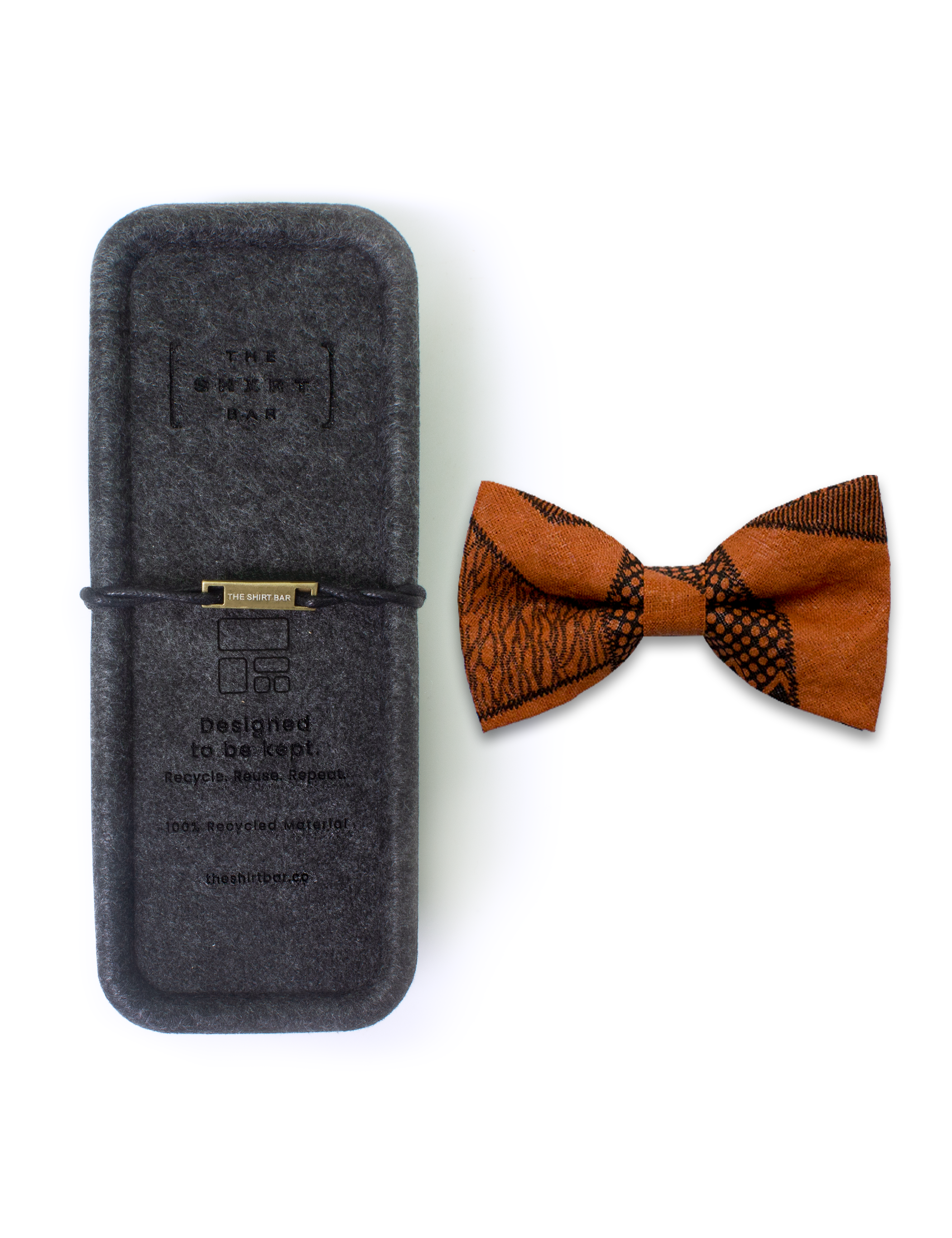 Orange Print Woven Bowtie