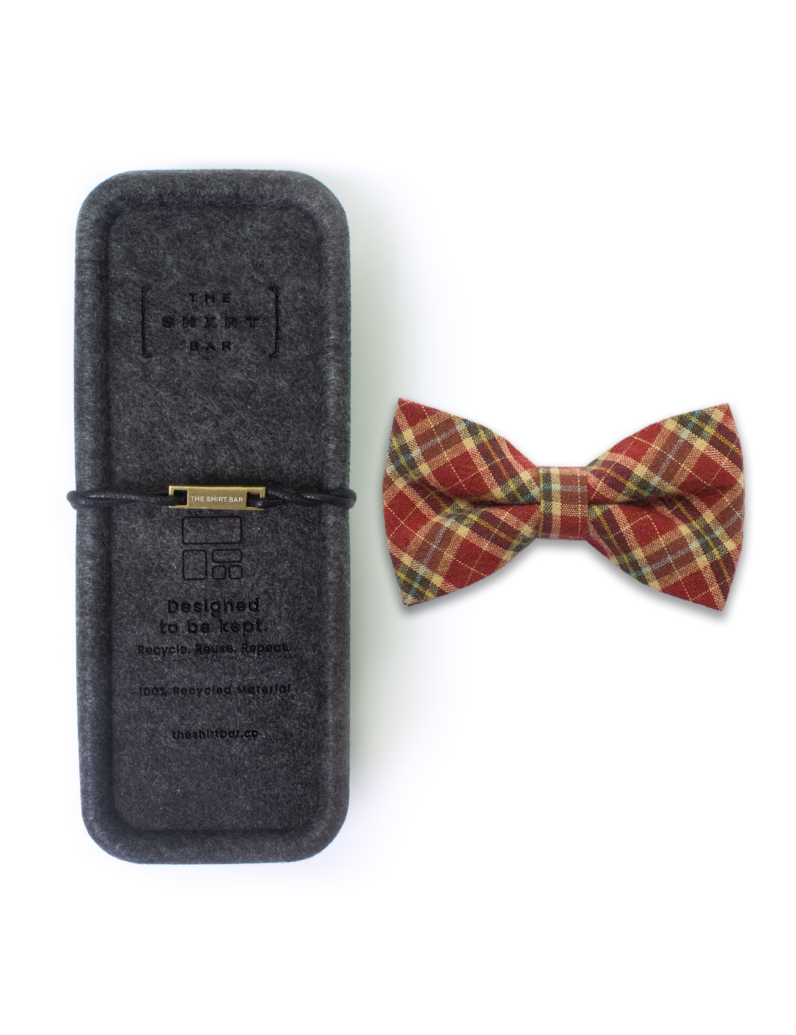 Red and Brown Checks Woven Bowtie