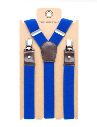 Solid Blue Single Back Clip 2.5cm Suspender with Leather SPD17.3