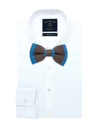 Brown and Blue Stripes Knitted Bowtie KBT10.6