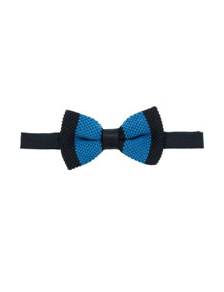 Black and Blue Stripes Knitted Bowtie KBT9.6