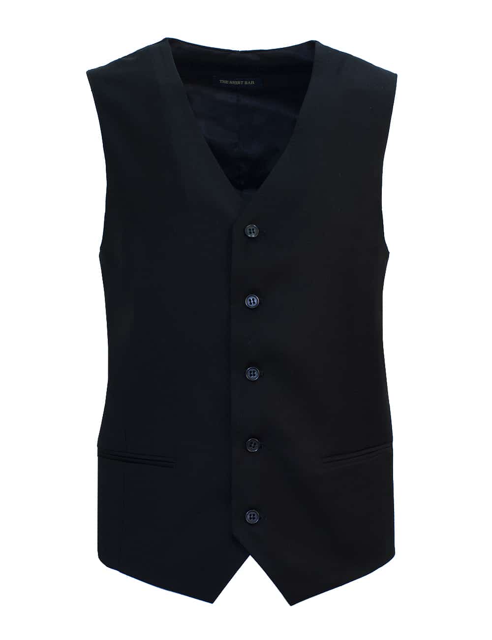 Solid Black Slim / Tailored Fit Single Breasted Vest | The Shirt Bar