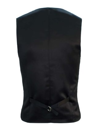 Solid Black Slim / Tailored Fit Single Breasted Vest - V1V2.1