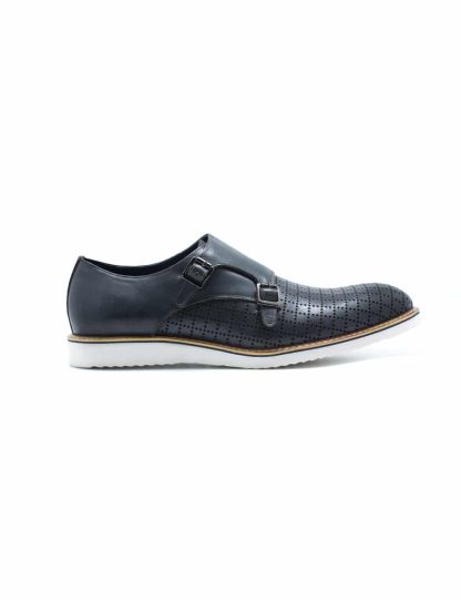 Grey Leather Double Monk Strap F16C2.2
