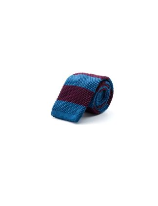 Blue and Maroon Stripes Knitted Necktie KNT88.8