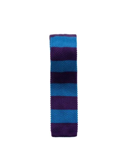 Navy and Blue Stripes Knitted Necktie KNT89.8