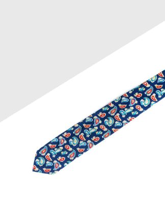 Navy with Multi Colored Paisley Woven Necktie NT15.8