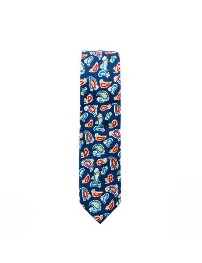 Navy with Multi Colored Paisley Woven Necktie NT15.8