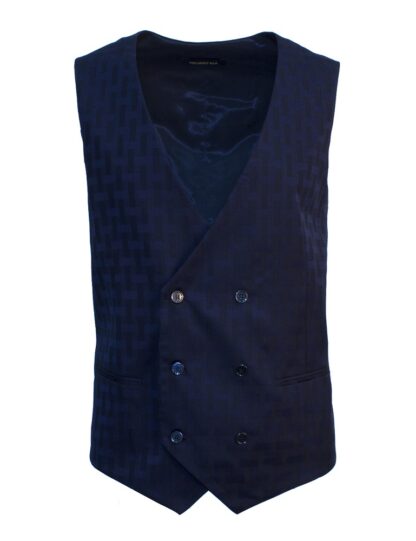 Black Checks Slim / Tailored Fit Double Breasted Vest – V2V2.2