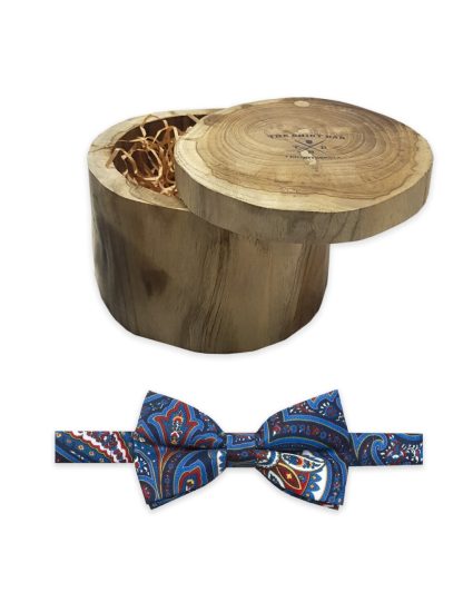 Navy with Red and White Paisley Print Woven Bowtie WBT43.7
