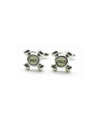 Hot-Cold Chrome Silver Faucet Cufflink