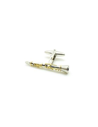 Silver Clarinet with Gold Details Cufflink C212NH-014