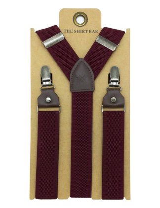 Maroon Pattern Single Back Clip 3cm Suspender with Leather SPD22.4