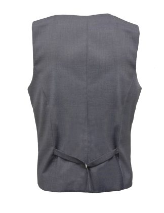 Tailored Fit Grey Twill Single Breasted Vest V1V1.3