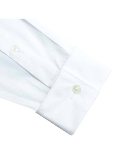 Modern Fit 100% Premium Cotton Changeable Mandarin Collar Solid White Long Sleeve  Double Cuff Tuxedo Shirt with Pleated Front Bib and Button Studs, Long Lasting White Finishing MF48DT2.NOS