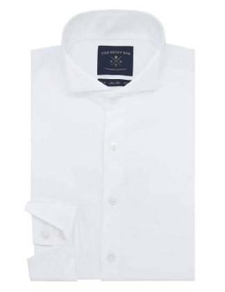 Slim Fit 100% Premium Cotton Wing Tip Marcella Bib and Button Studs Tuxedo Solid White Wingtip Marcella Long Sleeve Double Cuff Shirt with Long Last White Finishing SF47ST1.NOS